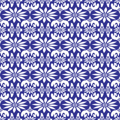 deep blue color tribal ethnic boho motif seamless pattern for wallpaper and textile