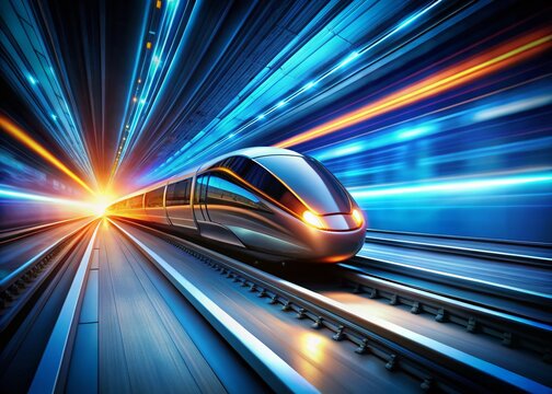Futuristic Hyperloop Night Travel: High-Speed Capsule Transit System in Low-Pressure Tube