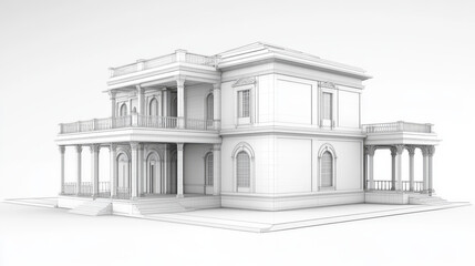Obraz premium Wire-frame building on the white background. EPS 10. Illustration created of 3d.