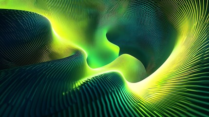 Vibrant Green Abstract Digital Painting: Intricately Woven, Luminescent Energy Swirls. AI Generated