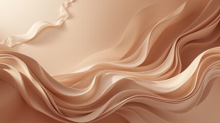 Fototapeta premium Abstract beige waves and spheres in 3D design