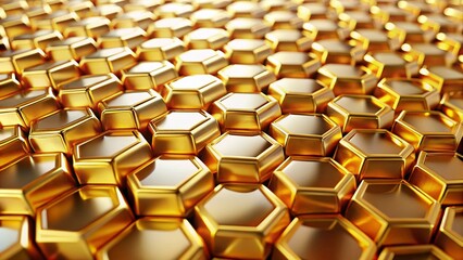 Fototapeta premium Golden Honeycomb Hexagon Pattern: Abstract Luxury Background