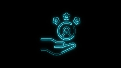 Glowing neon Customer Loyalty icon isolated on black background. HD Video motion graphic animation