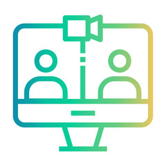 online interview Line Gradient Icon