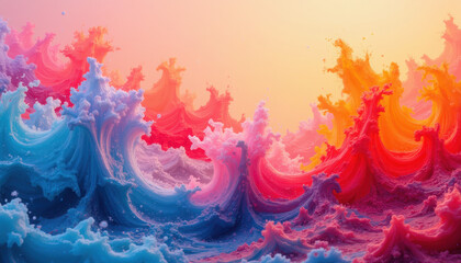 Naklejka premium Abstract fluid art background with swirling, multicolored paint strokes, vibrant and dynamic composition