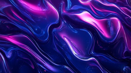 Obraz premium Vibrant Purple and Blue Abstract 3D Render: Swirling Liquid Texture Illustration. AI Generated