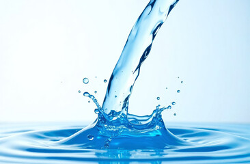 Pouring water, blue liquid splash, design element.