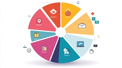 A colorful infographic illustrating various digital security and health concepts, ideal for business presentations.