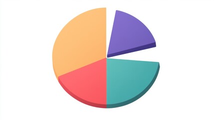 A colorful 3D pie chart showcasing data distribution in vibrant colors.