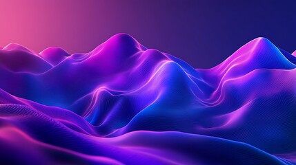 Obraz premium Vibrant 3D Render: Neon Purple and Blue Abstract Landscape. AI Generated