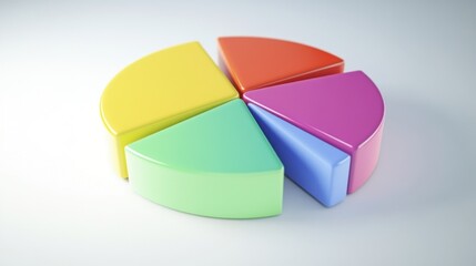 Colorful pie chart segments in vibrant shades of red, yellow, green, pink, and blue, symbolizing data representation.