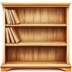 Empty Wooden Bookshelf with Some Books, Ready for Your Design.
