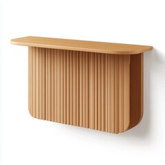 Modern Wooden Wall Shelf with Slatted Design. Perfect for Minimalist Home Decor.