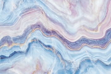 Obraz premium Marble background with pastel blue, pink, and purple wavy stripes and golden veins for luxurious and elegant design