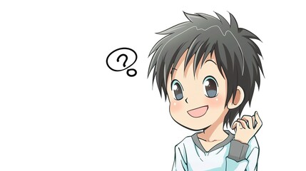 Obraz premium The Adorable Question Mark Boy: A Charming White - Background Cartoon Character