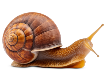 A snail with shadow isolated on a transparent background.