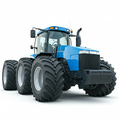 Obraz premium modern blue tractor with large tires on white background