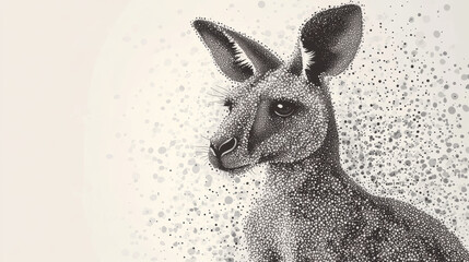 Naklejka premium Kangaroo of particles. Kangaroo consists of small circles and dots. Vector illustration