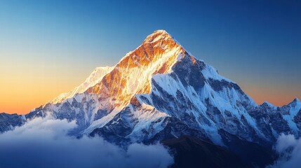 Majestic Snow-Capped Mountain Peaks During Vibrant Sunset Glow