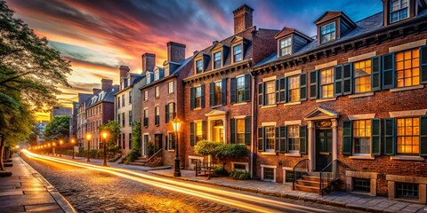 Fototapeta premium Historic Charlestown Row Houses, Boston, Massachusetts - Long Exposure Photography