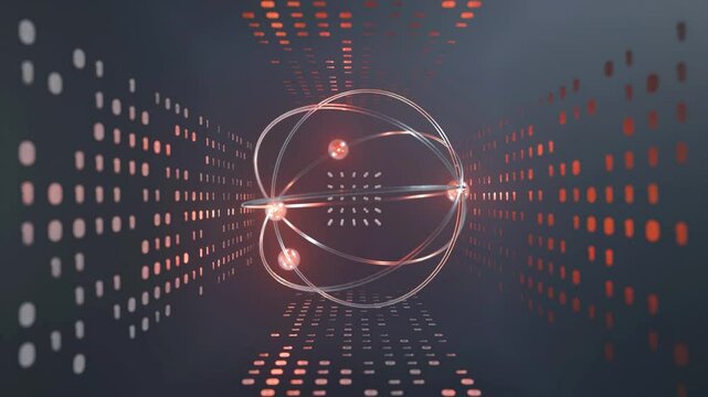 Abstract system of quantum computing, the future supercomputer technology, 3d rendering
