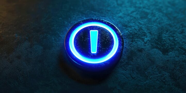 Blue circle with an exclamation point in the middle