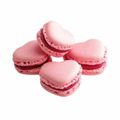 Selbstklebende Fototapeten Heart shaped pink macaroons and cookies isolated on transparent background Generative Ai. © Sathaporn