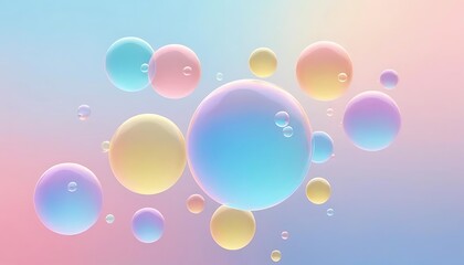Pastel Bubbles Abstract Art: A Dreamy, Colorful Composition of Floating Spheres