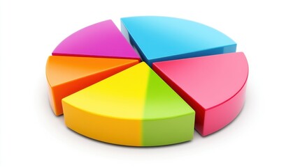 Obraz premium Colorful pie chart segments in vibrant shades of pink, blue, yellow, and green, representing data visualization.
