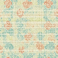 Fototapeta premium Seamless Linen Knit Textile Background with Colorful Geometric Patterns And Shapes