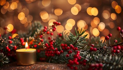 Candlelight and Festive Berries