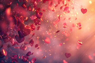 Obraz premium A Dreamy Valentine-Themed Background with Glowing Red Highlights