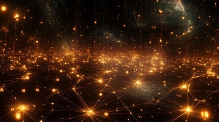 Fototapeta premium Abstract representation of a digital universe with glowing nodes and connections.