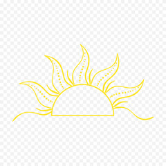 Hand draw cute sun illustration on white background