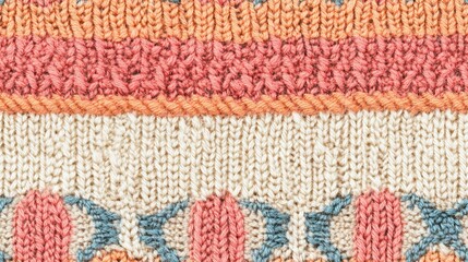 Seamless Linen Knit Textile Background with Colorful Geometric Patterns And Shapes