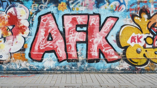 word " AFK " , paint on wall with grungy graffiti style, Away From Keyboard