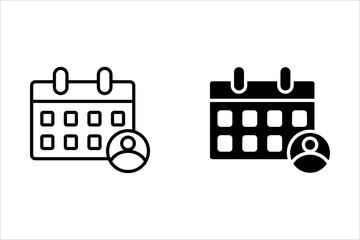 Calendar flat icon set. Deadline, calendar notification, reminder organizer. Containing date, schedule, month, week, appointment, agenda, organization, and event