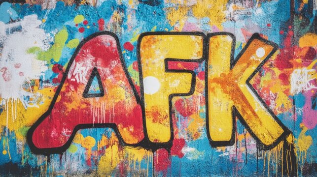 word " AFK " , paint on wall with grungy graffiti style, Away From Keyboard