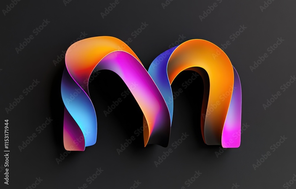 Wall mural Colorful 3D letter M, abstract design.