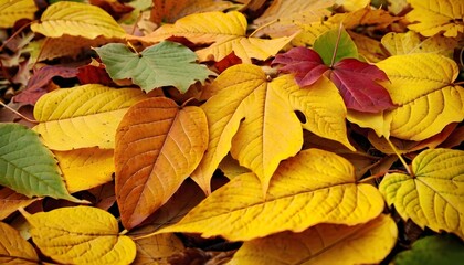 Autumn leaves in the ground