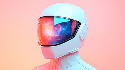 Futuristic Astronaut Helmet with Cosmic Reflection