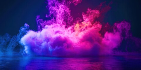 Fototapeta premium Colorful cloud of smoke is floating in the air
