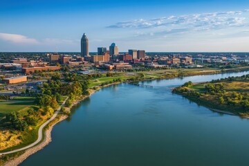Naklejka premium Stunning Aerial View of Omaha Nebraska Skyline for Urban Planning and Design