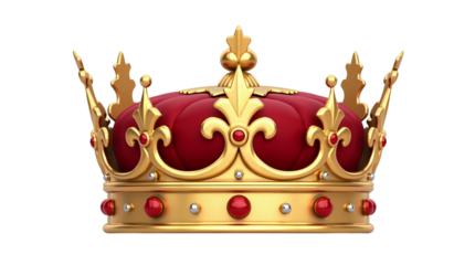 3D Golden Crown Isolated on a Transparent Background (PNG).