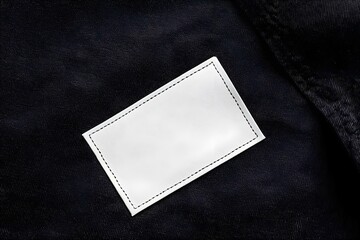 Elegant Blank White Laundry Care Clothes Label on Black Shirt for Stylish and Professional Presentation