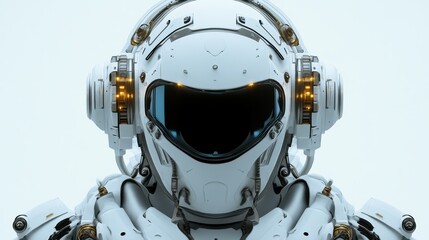 Fototapeta premium Futuristic white astronaut helmet close-up.