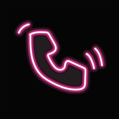 neon phone isolated on black background. phone icon with glowing neon lines. Vector illustration.
