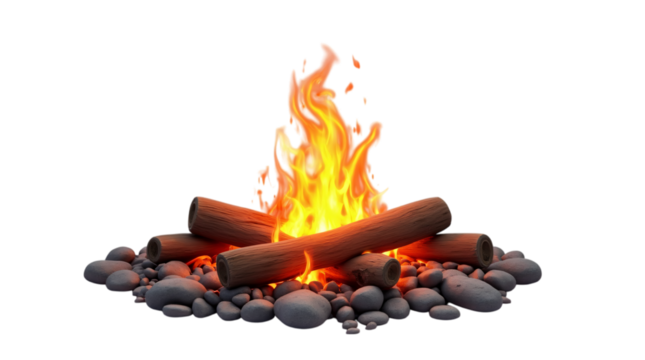 Bonfire Isolated on a Transparent Background (PNG).