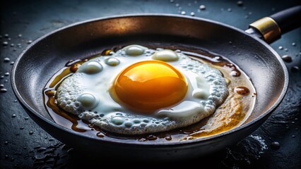 Long Exposure Photography of a Fried Egg Sizzling in a Pan