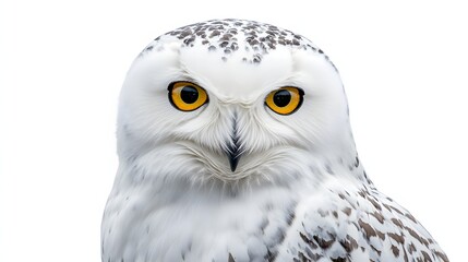 Snowy Owl Portrait Bright Yellow Eyes White Feathers